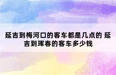 延吉到梅河口的客车都是几点的 延吉到珲春的客车多少钱